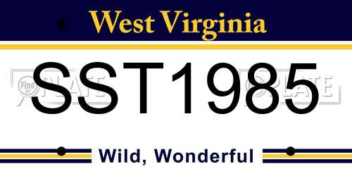 SST1985 West Virginia License Plate