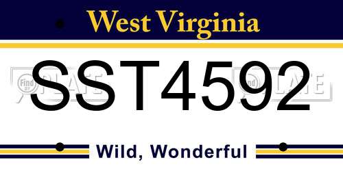 SST4592 West Virginia License Plate
