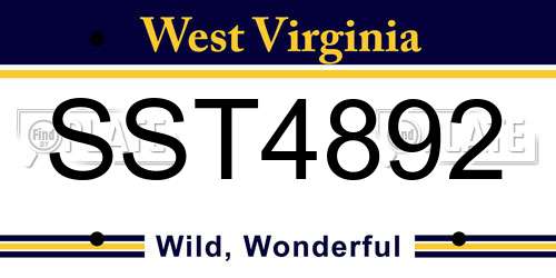 SST4892 West Virginia License Plate