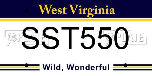 SST550 West Virginia License Plate