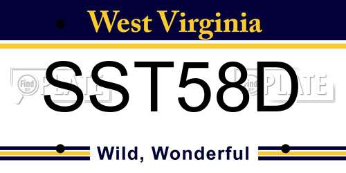 SST58D West Virginia License Plate