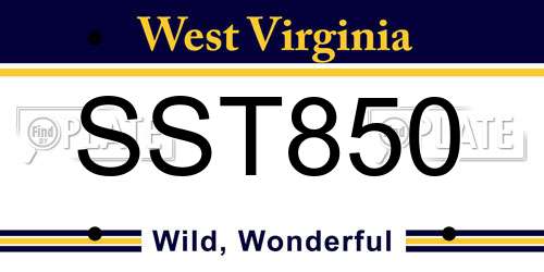 SST850 West Virginia License Plate