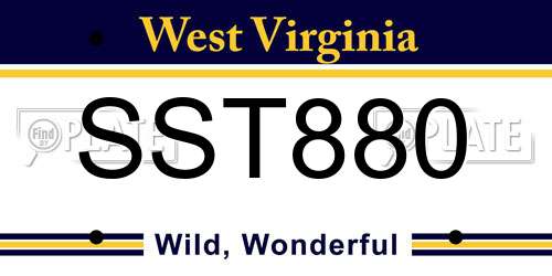 SST880 West Virginia License Plate