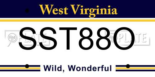 SST88O West Virginia License Plate