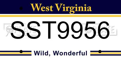 SST9956 West Virginia License Plate