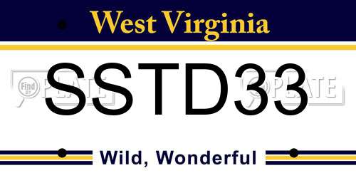 SSTD33 West Virginia License Plate