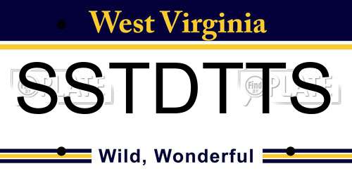 SSTDTTS West Virginia License Plate