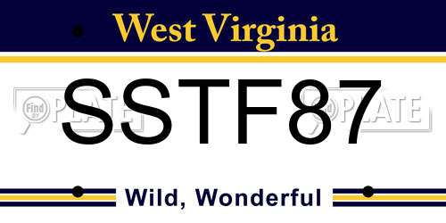 SSTF87 West Virginia License Plate