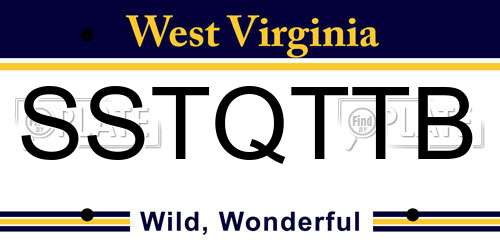 SSTQTTB West Virginia License Plate