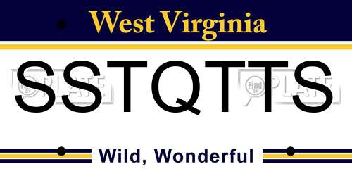 SSTQTTS West Virginia License Plate