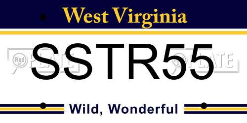 SSTR55 West Virginia License Plate