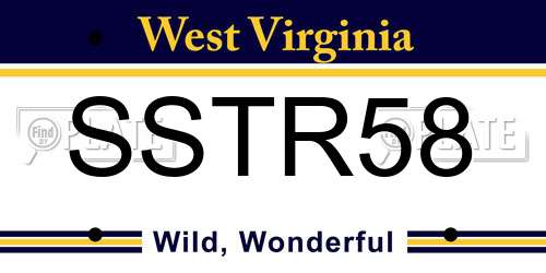 SSTR58 West Virginia License Plate