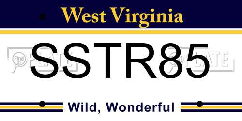 SSTR85 West Virginia License Plate