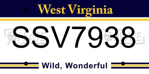 SSV7938 West Virginia License Plate