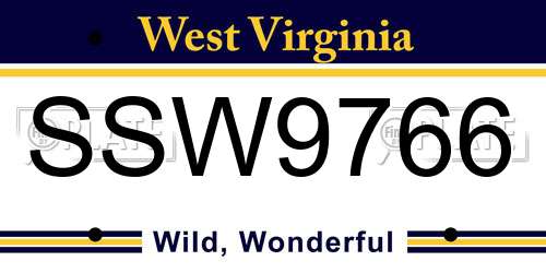 SSW9766 West Virginia License Plate