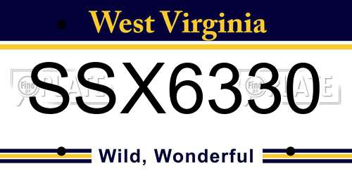 SSX6330 West Virginia License Plate