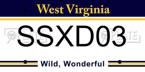 SSXD03 West Virginia License Plate