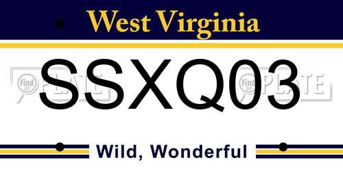 SSXQ03 West Virginia License Plate