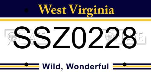 SSZ0228 West Virginia License Plate