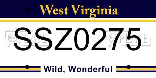 SSZ0275 West Virginia License Plate
