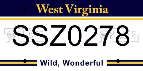 SSZ0278 West Virginia License Plate