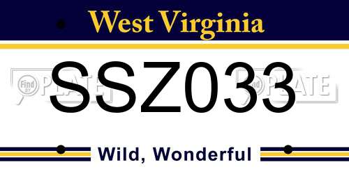 SSZ033 West Virginia License Plate