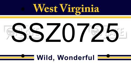 SSZ0725 West Virginia License Plate
