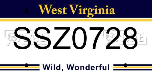 SSZ0728 West Virginia License Plate