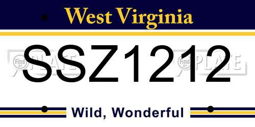 SSZ1212 West Virginia License Plate
