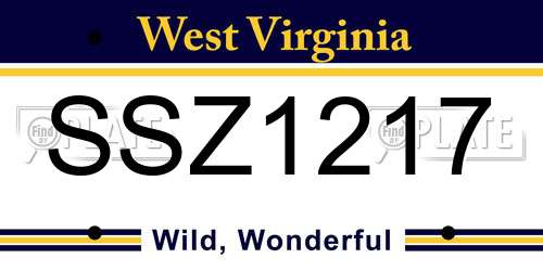 SSZ1217 West Virginia License Plate