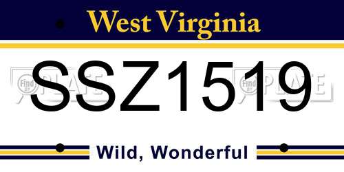 SSZ1519 West Virginia License Plate