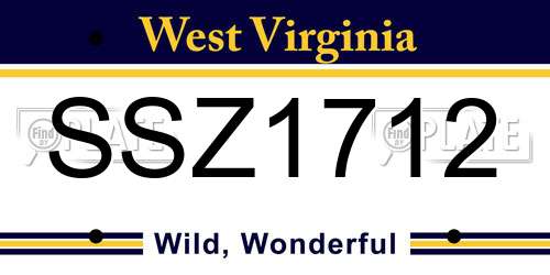 SSZ1712 West Virginia License Plate