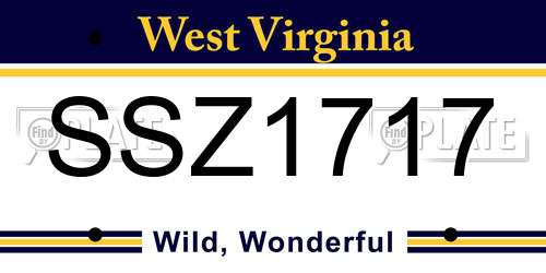SSZ1717 West Virginia License Plate