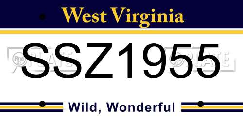 SSZ1955 West Virginia License Plate