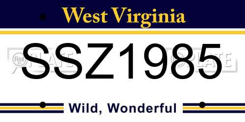 SSZ1985 West Virginia License Plate