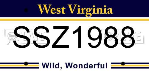 SSZ1988 West Virginia License Plate