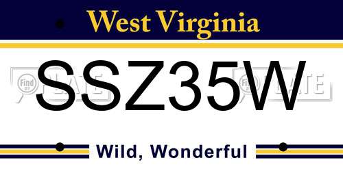 SSZ35W West Virginia License Plate