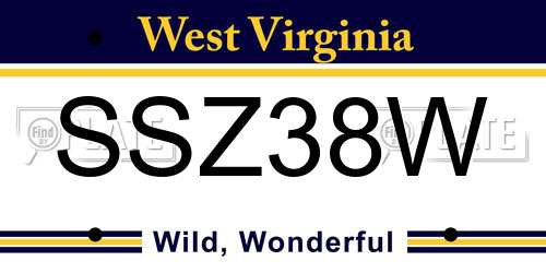 SSZ38W West Virginia License Plate