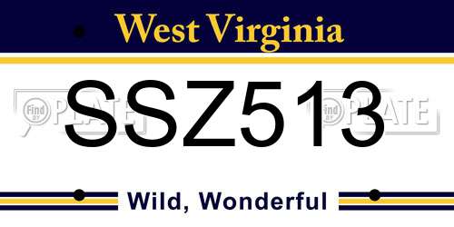 SSZ513 West Virginia License Plate