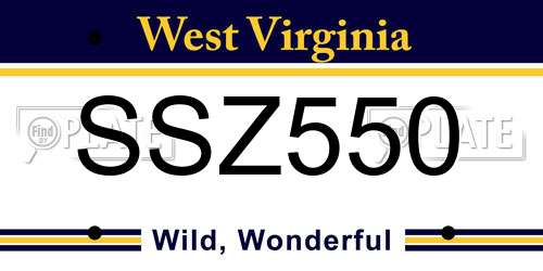SSZ550 West Virginia License Plate