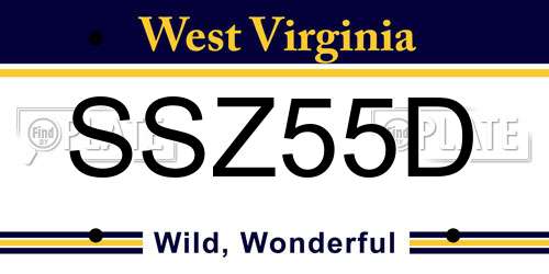 SSZ55D West Virginia License Plate