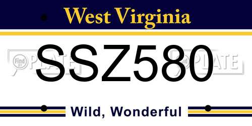 SSZ580 West Virginia License Plate