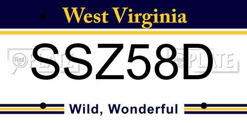 SSZ58D West Virginia License Plate
