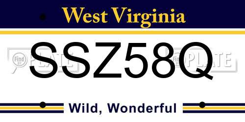 SSZ58Q West Virginia License Plate