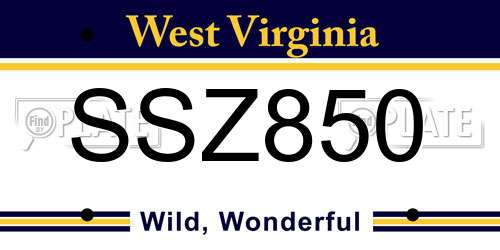 SSZ850 West Virginia License Plate