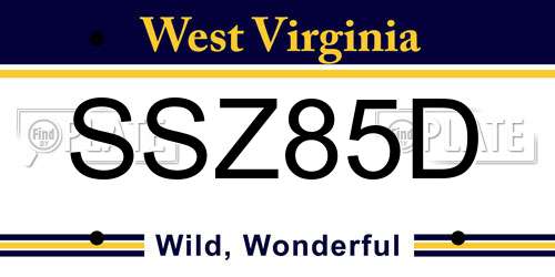 SSZ85D West Virginia License Plate