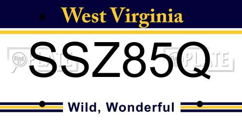 SSZ85Q West Virginia License Plate