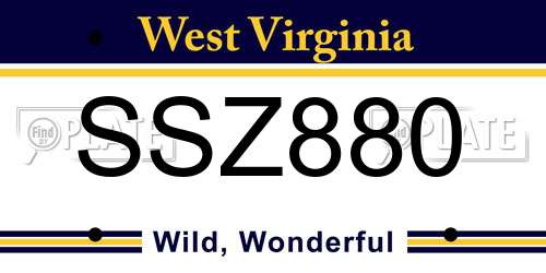 SSZ880 West Virginia License Plate