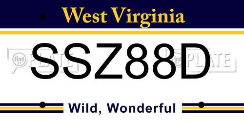 SSZ88D West Virginia License Plate