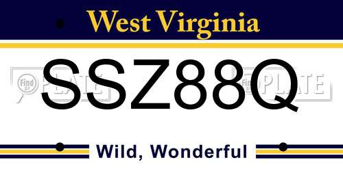 SSZ88Q West Virginia License Plate